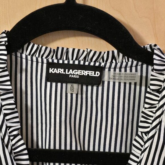 Karl Lagerfeld Paris Yagavi Button Up Ruffle Blouse - Picture 2 of 6